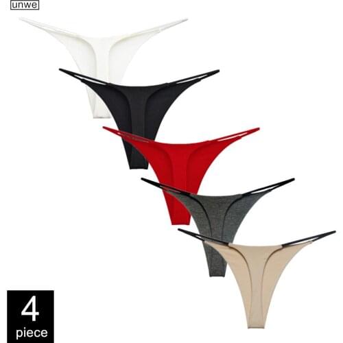 Fast Shipping 4 Pcs/pack! Solid/Printed Women Thongs and G Strings for Ladies Sexy Underwear Double Side Cotton Panties