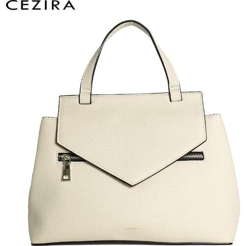 CEZIRA Fashion Brand PU Vegan Leather Women Top-handle Bags 2021 Luxury Design Flap Bag Tote Bucket Female Daily Crossbody Purse