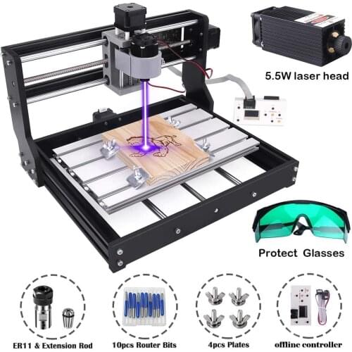 CNC 3018 Max+Offline Laser Engraver Wood DIY CNC Router Machine ,Pcb Milling Machine,Wood Router,GRBL Control,Craved On Meta
