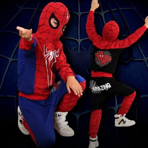 Spiderman hoodie kids + pants boy Baby girls clothing sets infant clothes suits spider man cosplay costume children hooded coat