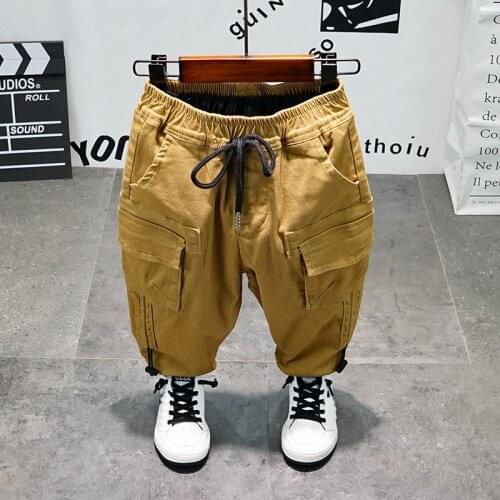 Kids casual pant Baby boys pants 2-7years old Big pocket stitching Spring and autumn childrens Fashion overalls cotton trousers