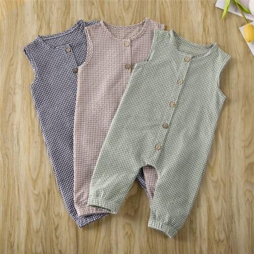 Brand New Newborn Infant Kids Baby Girl Boy Romper Sleeveless Striped Cotton Jumpsuit Playsuit Summer Clothes 0-18M