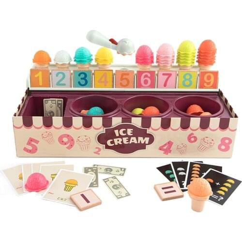 Food Pretend Play Ice Cream Montessori Early Educational Math Toy Playset
