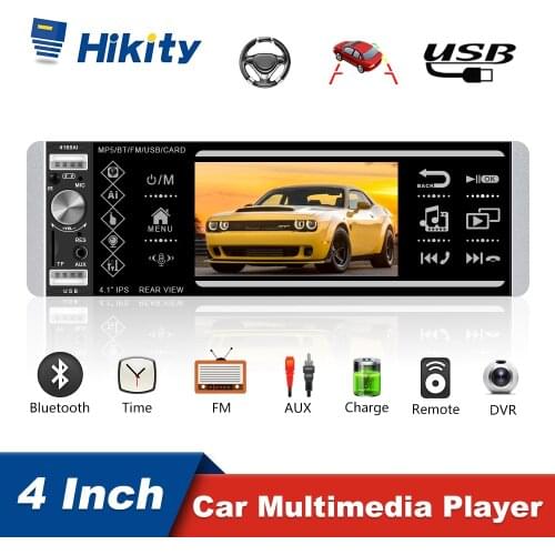 Hikity 1Din AI voice MP5 Player 4 Inch Touch Screen Car Radio Bidirectional Interconnection Car Stereo Support Mirrorlink