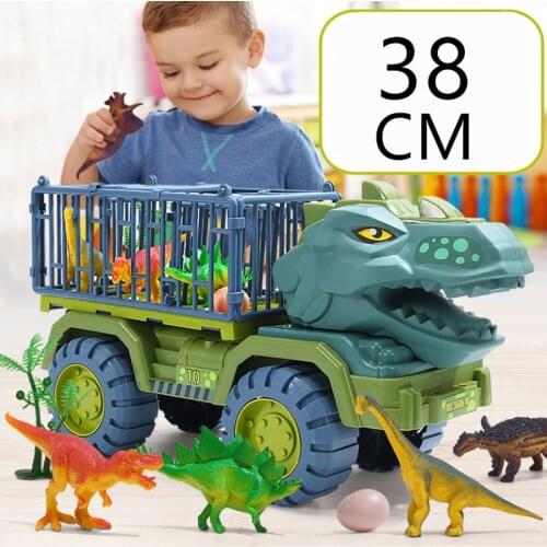 38 CM Dinosaur Toys Tyrannosaurus Transport Engineering Vehicle Excavator Crane Dump Truck Inertia Car Model Boys Children Gifts