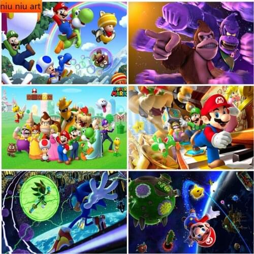 Canvas Painting Super Mario Smash Bros. Cartoon Video Game Posters and Prints Print Mural Pictures Living Room Home Wall Decor