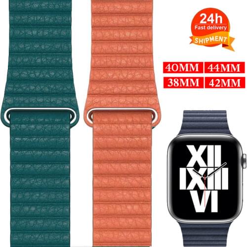 Leather Magnetic Loop for Apple Watch 6 5 4 SE 40mm 44mm band Sport Soft Bracelet for IWatch 3 2 1 38mm 42mm 40mm 44mm Wristband