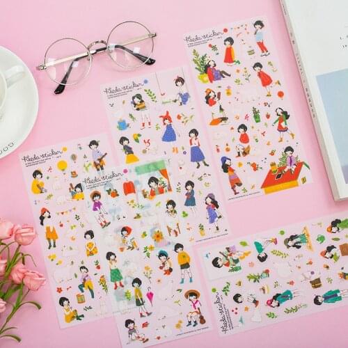 Cute Forest Girl PVC Sticker Decoration Diy Ablum Diary Scrapbooking Label Sticker Kawaii Korean Stationery Stickers