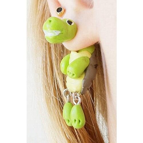 TTPAIAI 30 Polymer Clay Cute Turtle Tortoise Earrings For Women Girls Fashion Handmade 3d Kawaii Animal Stud Earrings Kids Gift