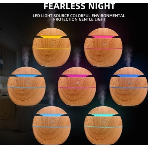 Mini Humidifier 130ML USB Charging Aromatherapy Diffuser Home Fragrance LED Colorful Light Mist Maker Wood Grain For Office Car
