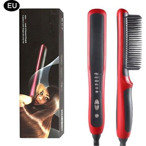 Multifunctional Hair Straightener Brush Electric Beard Curler Ceramic Comb Hair Straightener Electric Staightener Brush