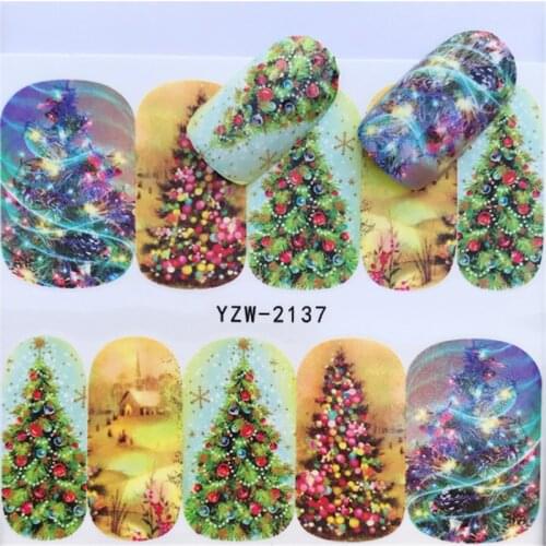 1 Sheet Nail Stickers Decal Xmas Water Christmas Santa Clause Deer Manicure Stickers Nail Art Sticker Decoration