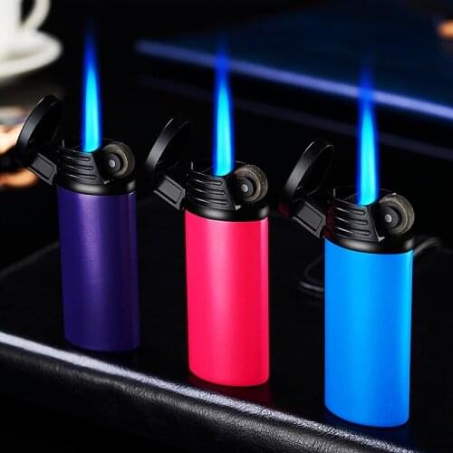 2021 New Metal Flint Lighters Jet Windproof Torch Gas Butane Cigar Cigarettes Grinding Wheel Lighter Promotion Gadgets For Men