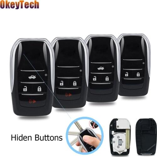 OkeyTech Folding Flip Remote Car Key Case For Toyota Toyota Corolla RAV4 2 3 4 Buttons Shell Uncut Toy43 Blade Fob Blank Cover