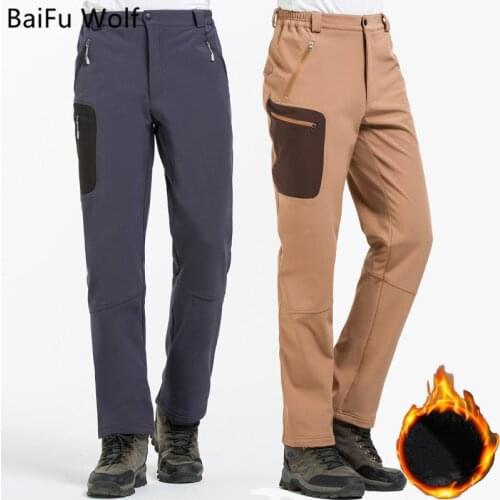 2021 New Mens Fleece Softshell Pants Camping Hiking Pants Outdoor Sports Trousers Trekking Ski Waterproof Pantolon PM22
