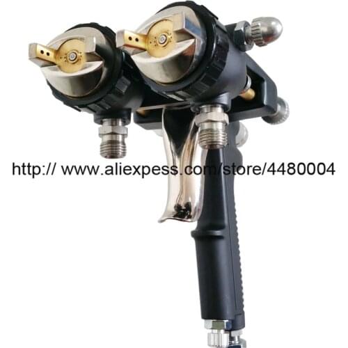 Nano Chrome Dual Head Pneumatic Sprayer, Polyurethane spray gun,1.4mm Double Nozzle Spray Gun ,Professional Painting Tools