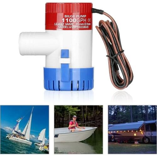 1100 Professional 3.0A GPH 12V Submersible Boat Electric Bilge Pump 1-1/8 Inch Outlet For Boat Bilge Pump