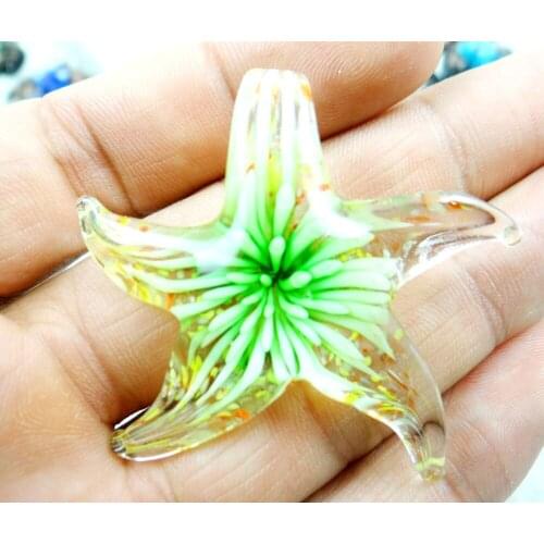 46*50MM Multi-Color Liuli Coloured Glaze Glass starfish Pendant necklace LOOSE BEADS P80