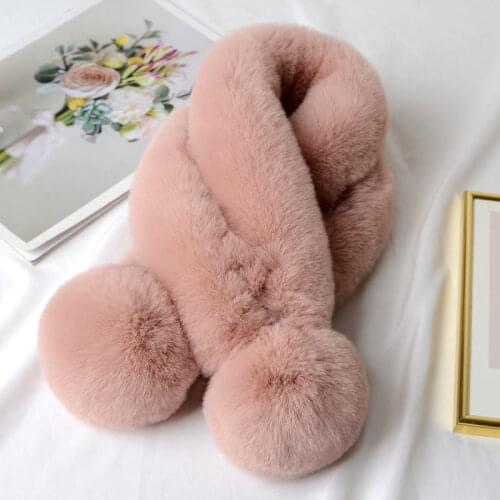 Pink Fashion Autumn Winter Lady Women Faux Fox Furry Plush Scarf Grass Collar Fur Scarf Korea Neck Warmer New Year Gift Bufanda