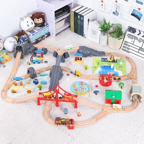 Construction Site Dock Zoo Rail Train Set Children Educational Rail Car Toy Compatible with Wooden 1:64 over three years old
