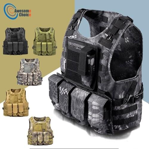 Tactical Vest Amphibious Battle Military Molle Waistcoat Combat Assault Plate Carrier Vest Hunting Protection Vest Camouflage