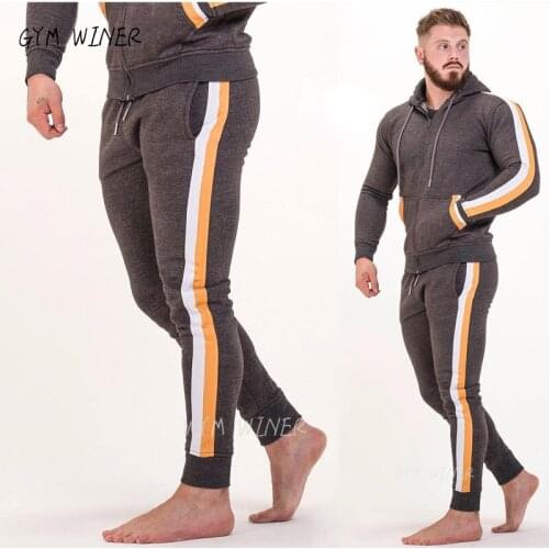 GYM WINER brand sporting suit men Suit Men zipper Hoodies + pants Sets Mens Gyms Sportswear Jogger Suit Male Tracksuit sets