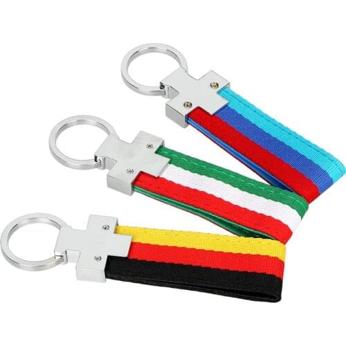 Universal Car Key Ring Metal and Cloth Italy Germany Flag Gift For Friend Car Accessories Outdoor Sport Styling Keychain