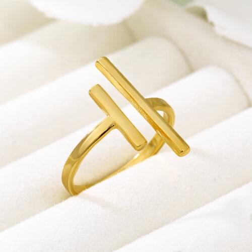 GORGEOUS TALE Adjustable Stainless Steel Minimalist Ring For Women Gold Color Geometric Exquisite Party Jewelry Best Friend Gift