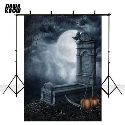 DAWNKNOW Terror Pumpkin Night Moon Vinyl Photography Background Children Photo Shoot Backdrop Happy Halloween Studio HA-021