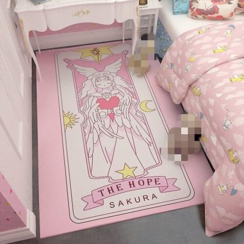 Magic Circle Card Captor Sakura Moon Anime Cartoon Luna Cat Anti-slip Absorbent Floor Door Mats Plush Rugs Bedroom Carpet