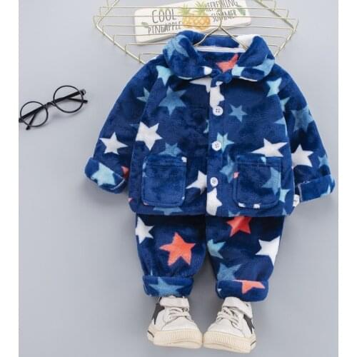 Winter Children Fleece Pajamas Warm Flannel Sleepwear Girls Cartoon Coral Kids Homewear Boys Pyjama Top Pants Set 1 2 3 4 5 YEAR