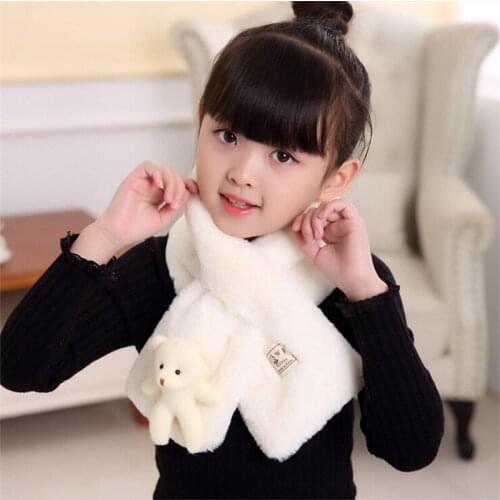 Winter New Imitation Rabbit Hair Pure Color ChildrenS Scarf Baby Boys Girls Plush Little Bear Neck Warm Scarves Free Shipping