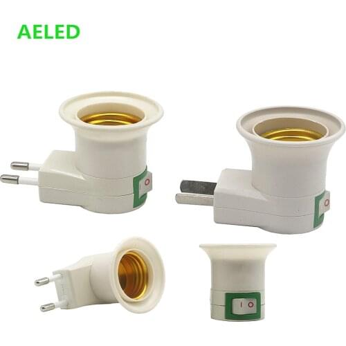 1Pcs Free Shipping E27 EU Plug / US Plug Lamp Bases adapter with power on-off control switch E27 Socket Lamp Base Lamp Socket
