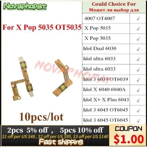 For Alcatel One Touch Idol 3 4 6055 4007 5035 6030 6033 6039 6040 Power On Off Volume Up Down Key Buttons Flex Cable 10pcs/lot