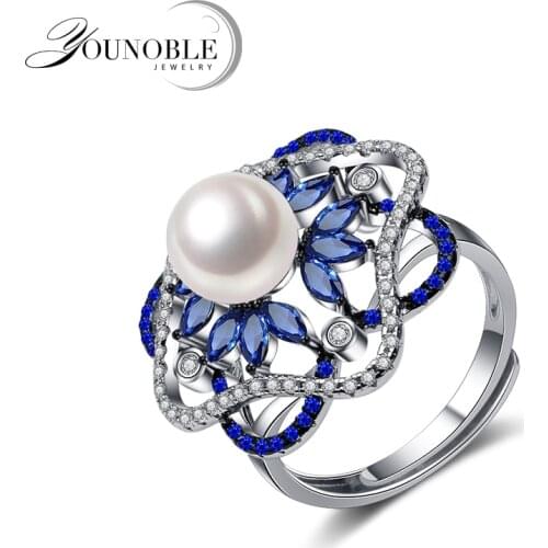 100% real rings silver 925 women,trendy exquisite natural freshwater pearl ring girl birthday gift