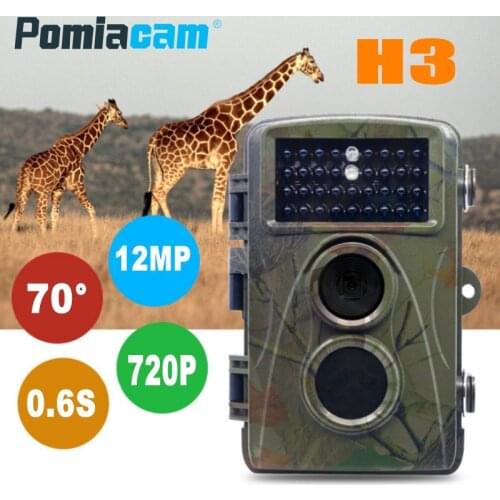 12MP 720P Digital Scouting Hunting Camera H3 Wildlife Trail Game Camera Surveillance Camera 65ft Night Vision 0.6s Trigger Time