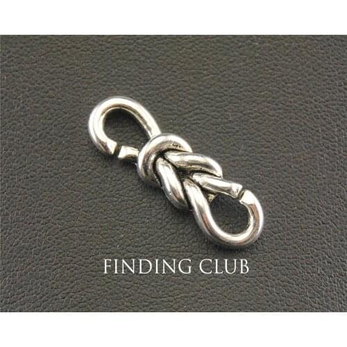 20pcs Silver Color Rope Knot Connector Charm DIY Jewellery Pendant For Bracelet Necklace 8x28mm A1328