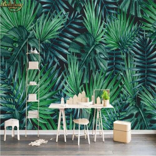 Beibehang Custom wallpaper large mural wall stickers Nordic simple tropical plant wall murals papel de parede