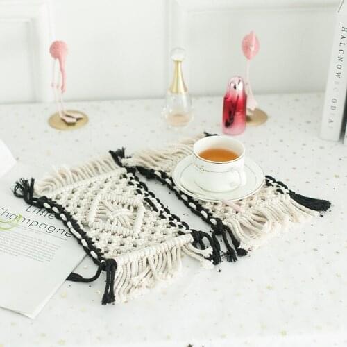 Bohemian Handwoven Placemat for Dining Table Coaster Tablecloth Small Rectangular Placemat for Dining Table Kitchen Accessories