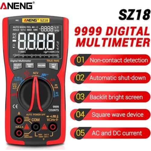 SZ18 True RMS Digital Multimeter Professional Analog Tester 9999 Count Multimetro DIY Transistor Capacitor NCV Lcr Meter Tester
