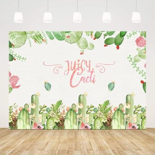 Cactus backdrop Baby Shower newborn fiesta background for photo studio juicy cacti flower party decoration supplies banner prop