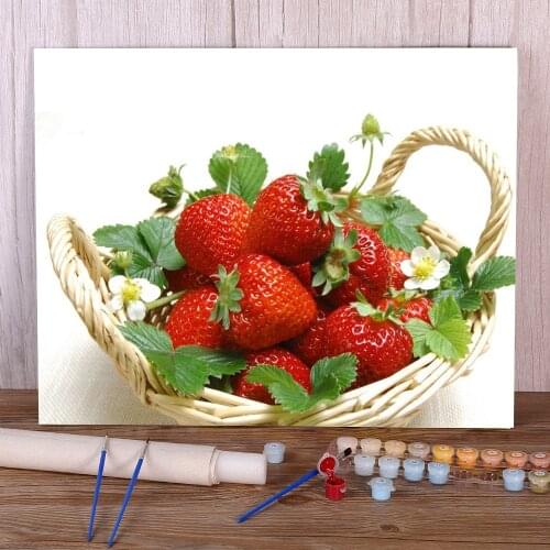 Fruit Strawberry DIY Paint By Numbers Set Oil Paints 50*70 Oil Painting New Design For Wholesale