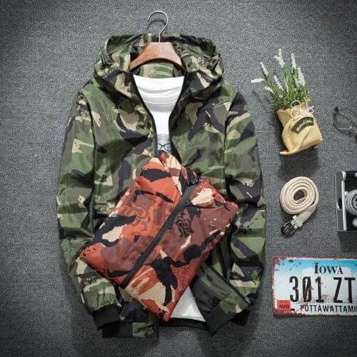 Spring Autumn Camouflage Tactical Jackets Men Fashion Hooded Bomber Coat Slim Fit Male Windbreaker Casual Outerwear Clothing 4XL