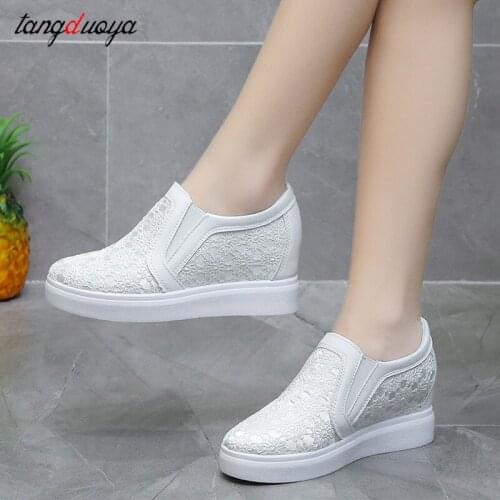Casual shoes women fashion platform shoes women white Mesh Breathable sneakers women black Heightening shoes student