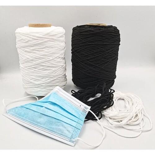 500M/Roll Black White 3MM Round Elastic Band Rubber Bnad String Face Mask Rope Ear Cord Belt For DIY Clothing Craft Accessories