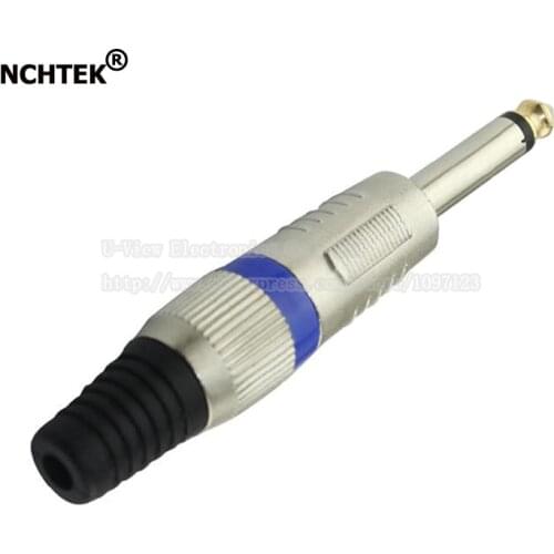 NCHTEK 1/4'' 6.35mm MONO Metal Plug with Black Plastic Audio Connector/Free Shipping/2PCS