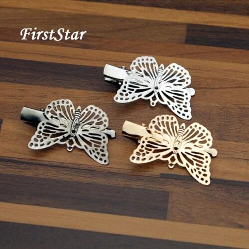 FirstStar Cute Hairwear Silver Golden Hollow Metal Hairgrips Punk Butterfly Hair Clip Barrette For Women Girls Hair Accessories