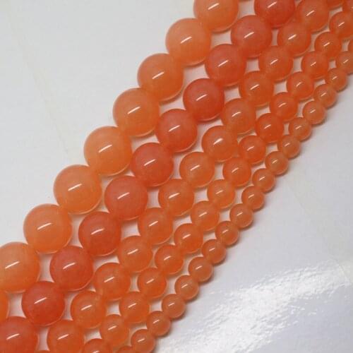 Mini.order is $7! 4-14mm Orange Jades Round DIY Jewelry Making Necklace Loose Beads 15"