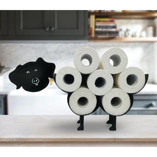 Black Sheep Pig Wall-Mount Toilet Paper Roll Holder Novelty Free Standing Toilet Roll Tissue Paper Storage Stand Kitchen Tool