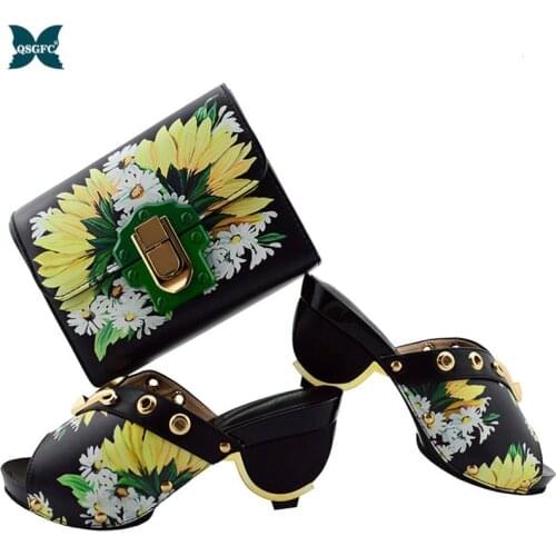 Latest New Coming Italian Lady Shoes And Bag Set Nigerian Design Matching Shoes And Bag Set African For Party in Silver